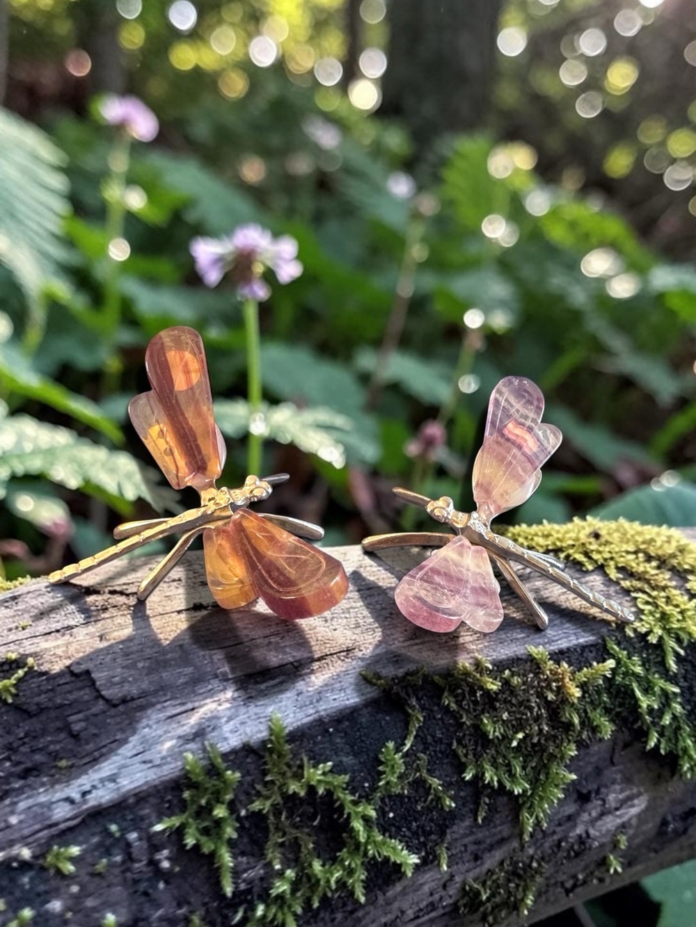 Rainbow Fluorite Crystal Dragonfly on stand (1)